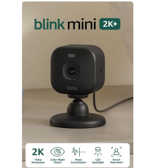 Blink Mini 2 / Mini 1 – Compact indoor smart security camera, 1080 HD video, motion detection, Works with Alexa