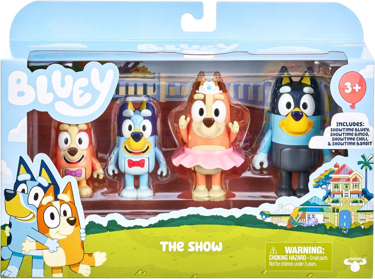 Bluey and Friends 4 Pack of 2.5-3" Dog Poseable Figures, School 4-pack / family 4 pack
