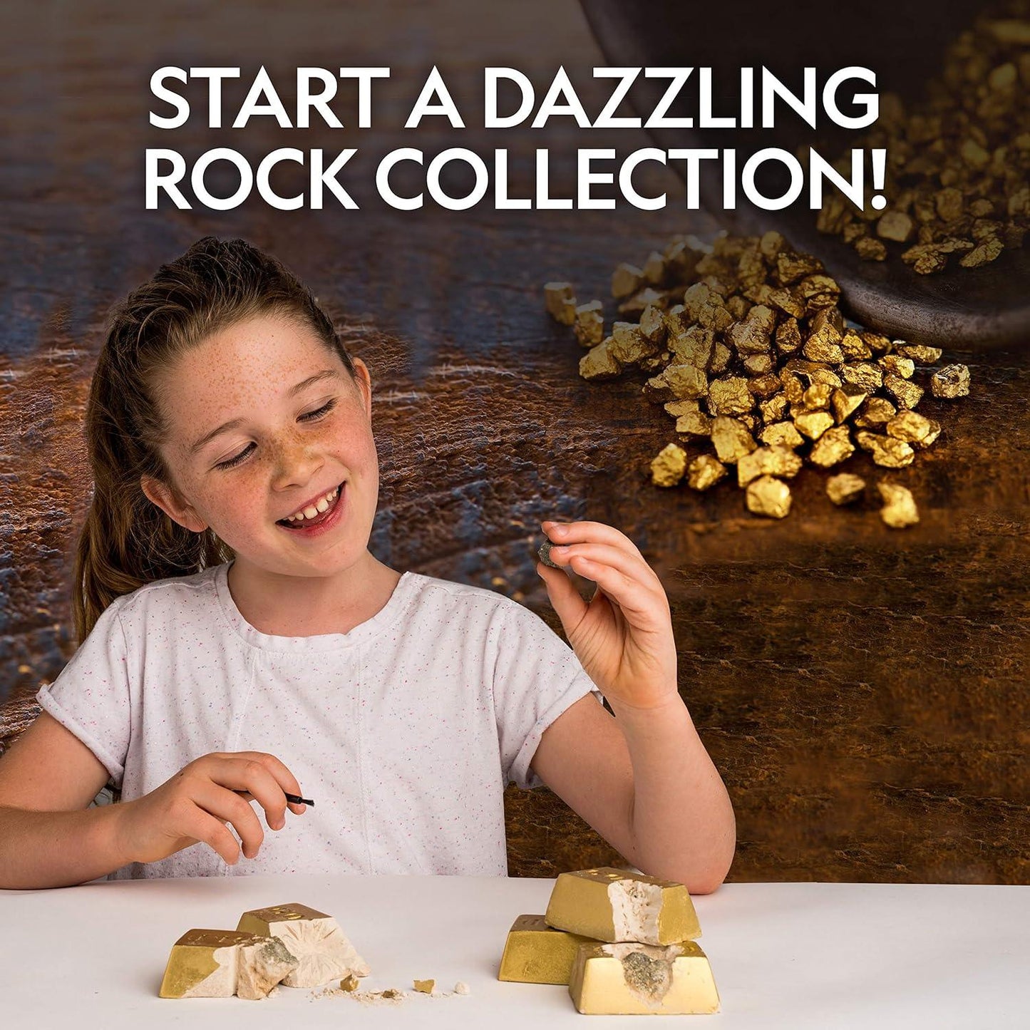 NATIONAL GEOGRAPHIC Fool’s Gold Dig Kit – 12 Gold Bar Dig Bricks with 2-3 Pyrite Specimens Inside