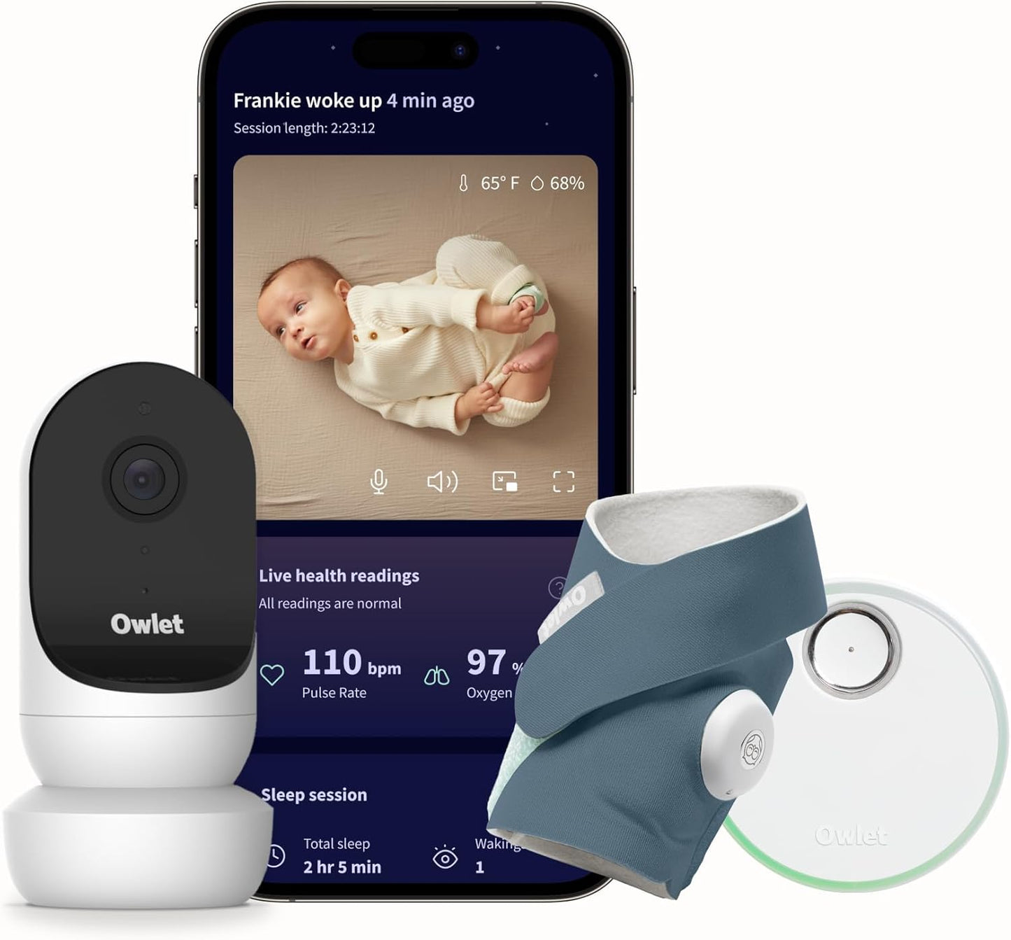 Owlet Dream Sock®-FDA-Cleared Smart Baby Monitor-Track Live Pulse (Heart) Rate, Oxygen in Infants-Receive Notifications