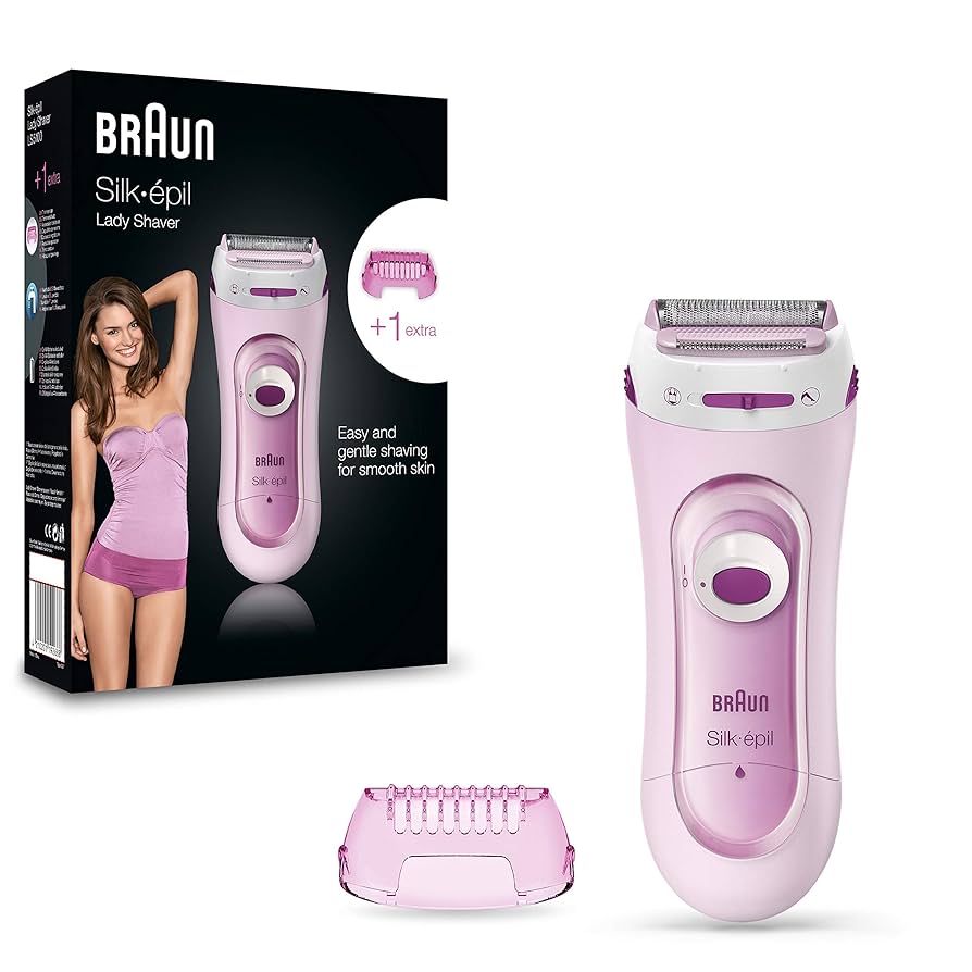 Braun Silk Epil Lady Shaver 5-160, 3-in-1 Wet and Dry Electric Shaver, Trimmer and Exfoliation System with 2 Extras