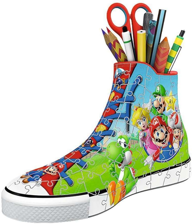 Ravensburger Super Mario Brothers Pencil Pot- 54 Pieces/Shoe 3D-108 Pieces 3D Jigsaw Puzzles for Kids Age 6 Years Up