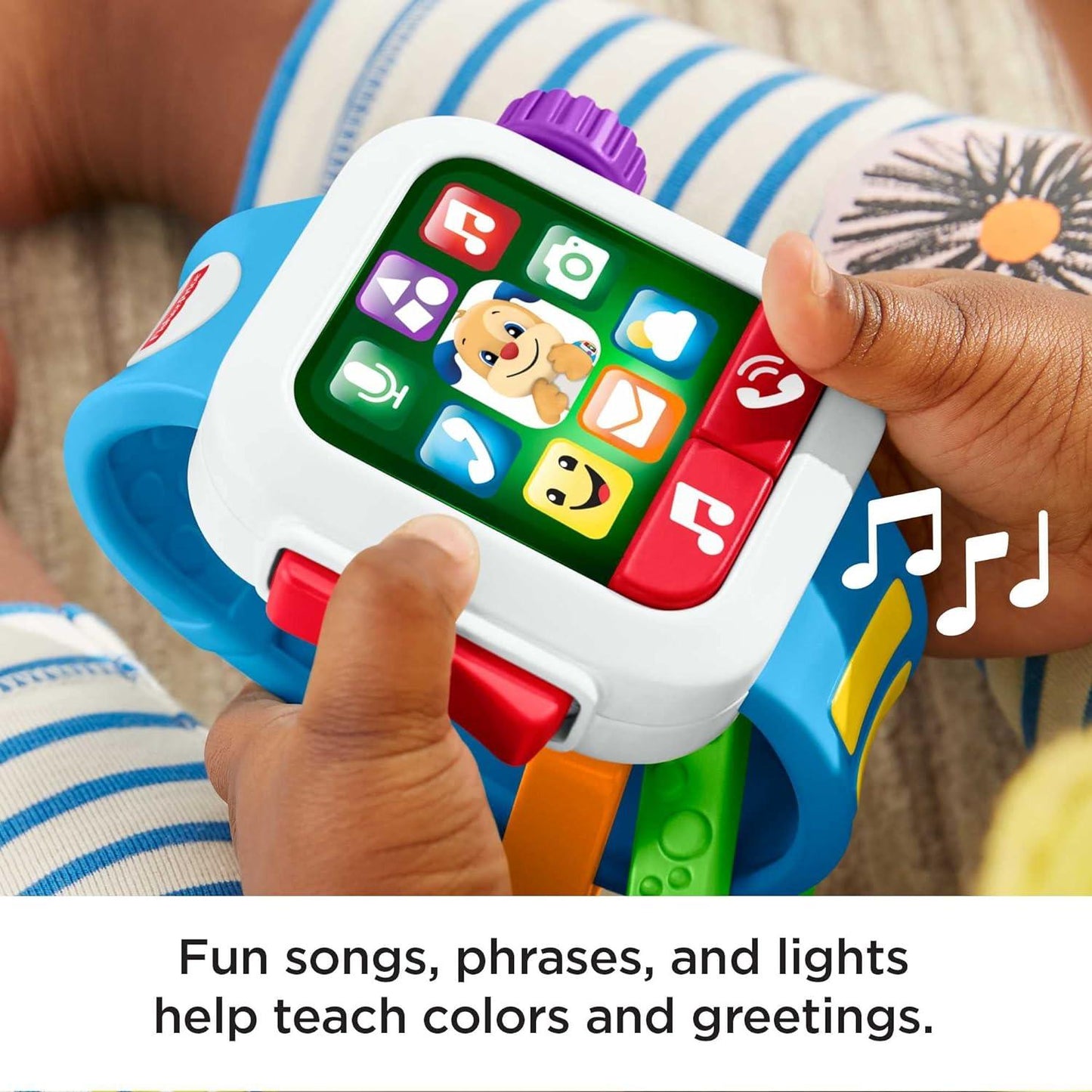 Fisher-Price Laugh & Learn Baby to Toddler Toy Time to Learn Smart watch with Lights & Music for Pretend Play