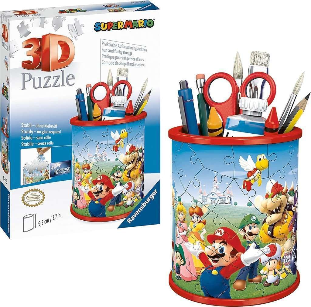 Ravensburger Super Mario Brothers Pencil Pot- 54 Pieces/Shoe 3D-108 Pieces 3D Jigsaw Puzzles for Kids Age 6 Years Up