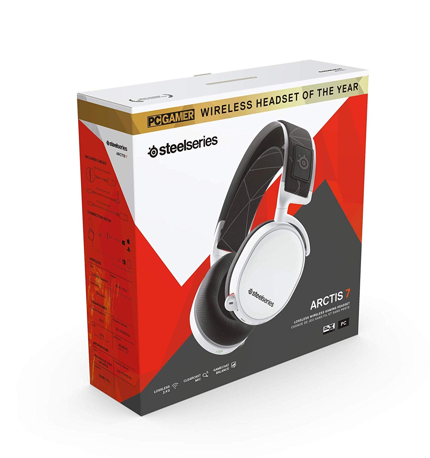 SteelSeries Arctis 7 / Arctis 7p+ Lag-free Wireless Gaming Head Set with DTS Headphone:X v2.0 Surround for PC and PlayStation 4