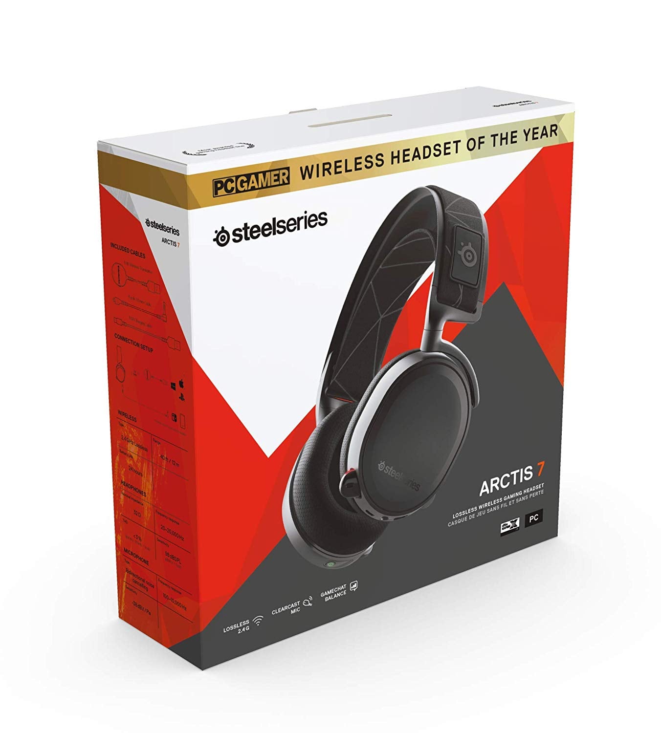 SteelSeries Arctis 7 / Arctis 7p+ Lag-free Wireless Gaming Head Set with DTS Headphone:X v2.0 Surround for PC and PlayStation 4