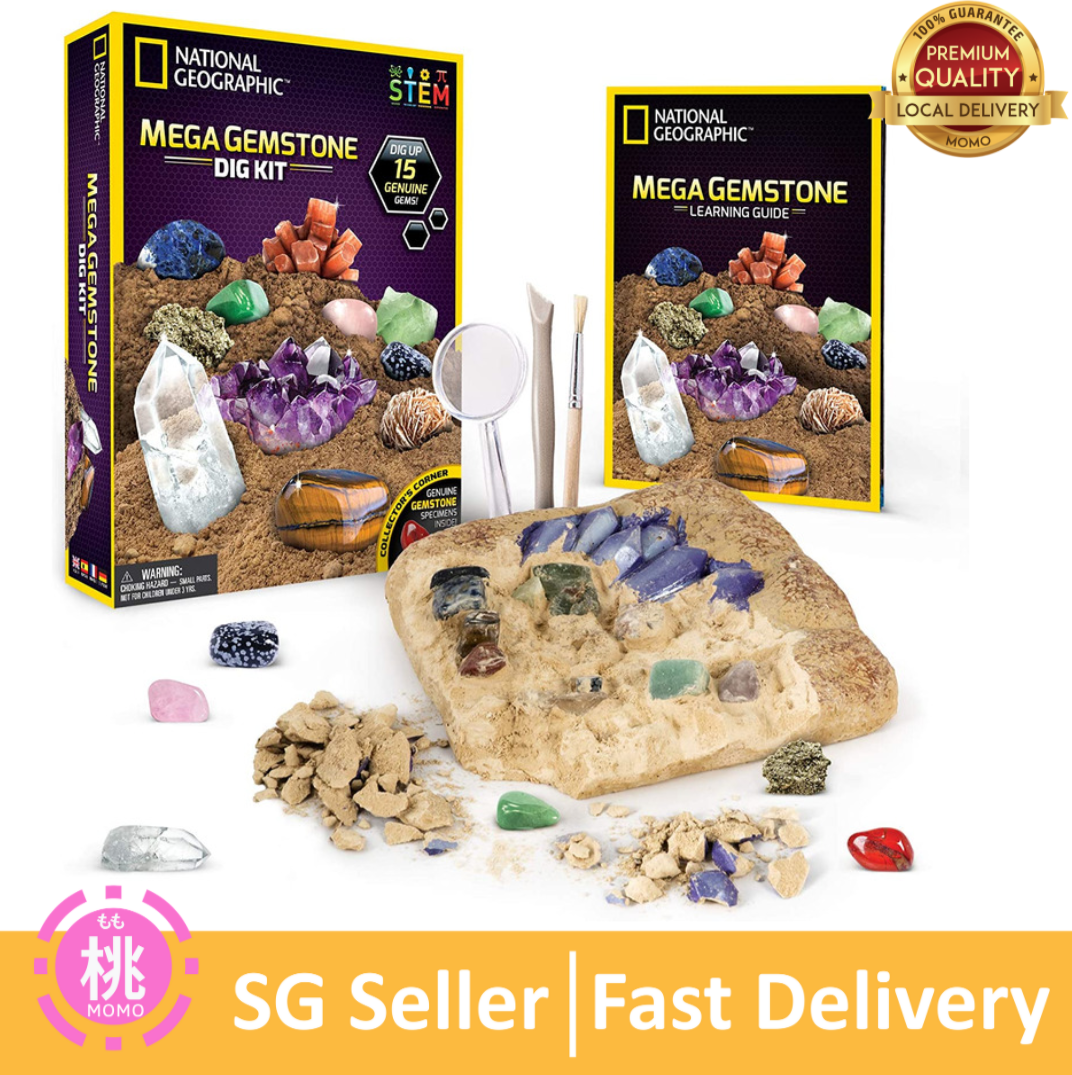 NATIONAL GEOGRAPHIC Super Gemstone / Mega Gemstone Dig Kit – STEM Science & Educational Toys make Great Kids Activities