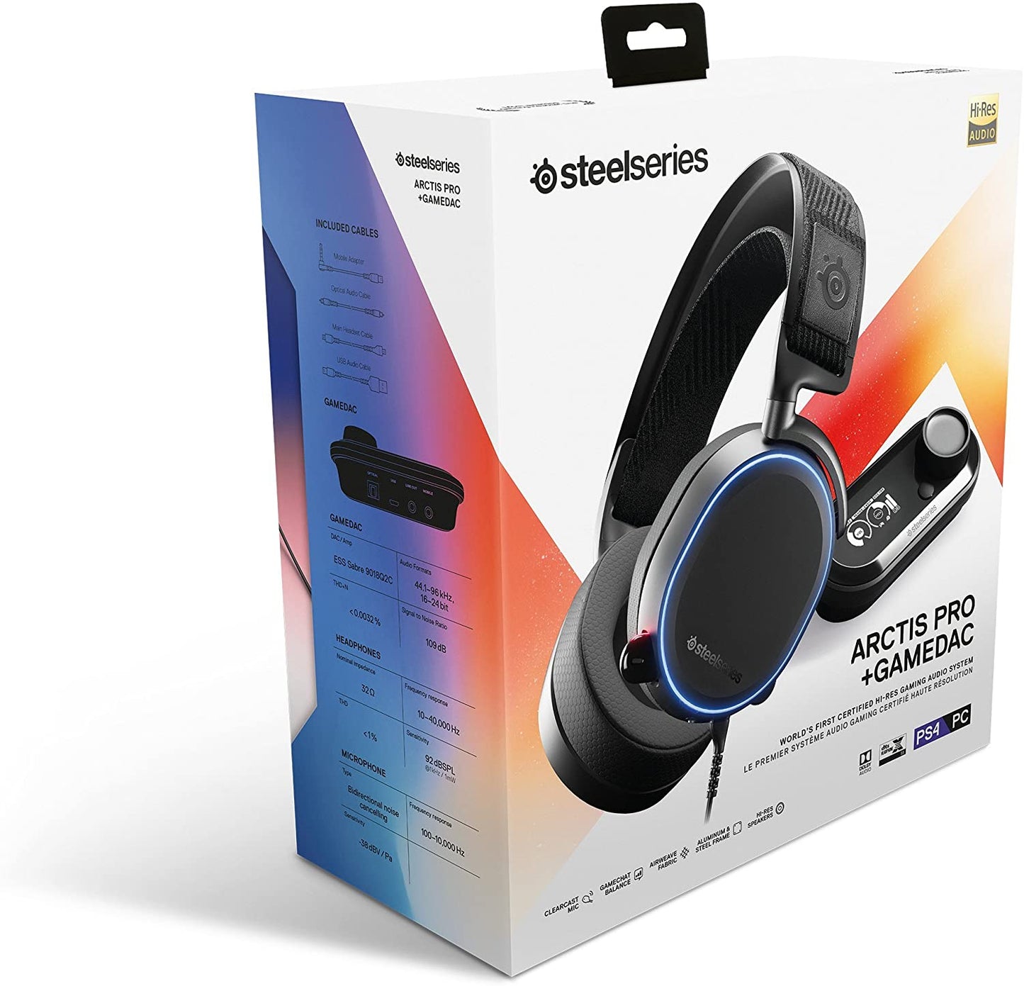 SteelSeries Arctis Pro Wired + GameDac High Fidelity Gaming Headset - DTS Headphone:X v2.0 Surround for PC Headphone