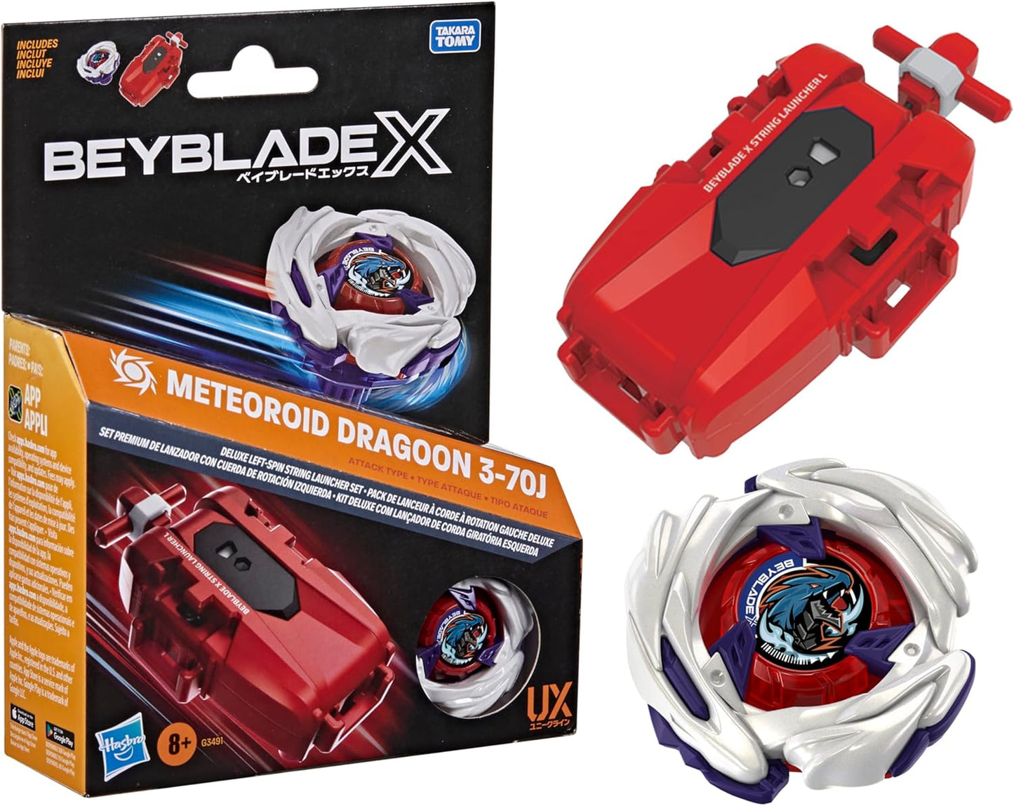 Beyblade X Soar Phoenix 9-60GF / Dranzer Spiral 3-80T / Transformers Collab 4-60P VS 4-80B / Rudder Phoenix 4-70LF / Cobalt Dragoon 2-60C Deluxe String Launcher Set