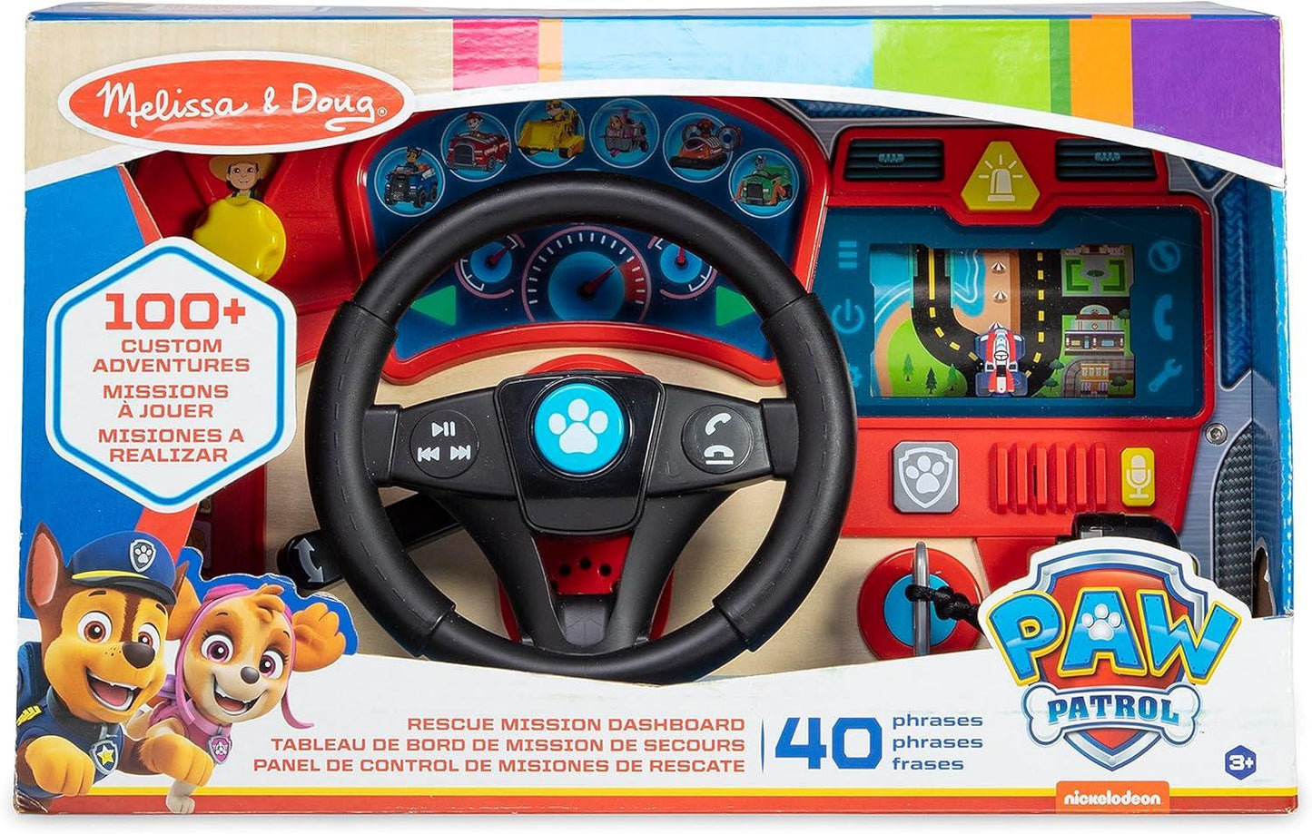 Melissa and Doug Vroom and Zoom Interactive Wooden Dashboard Steering Wheel Pretend Play Driving Toy