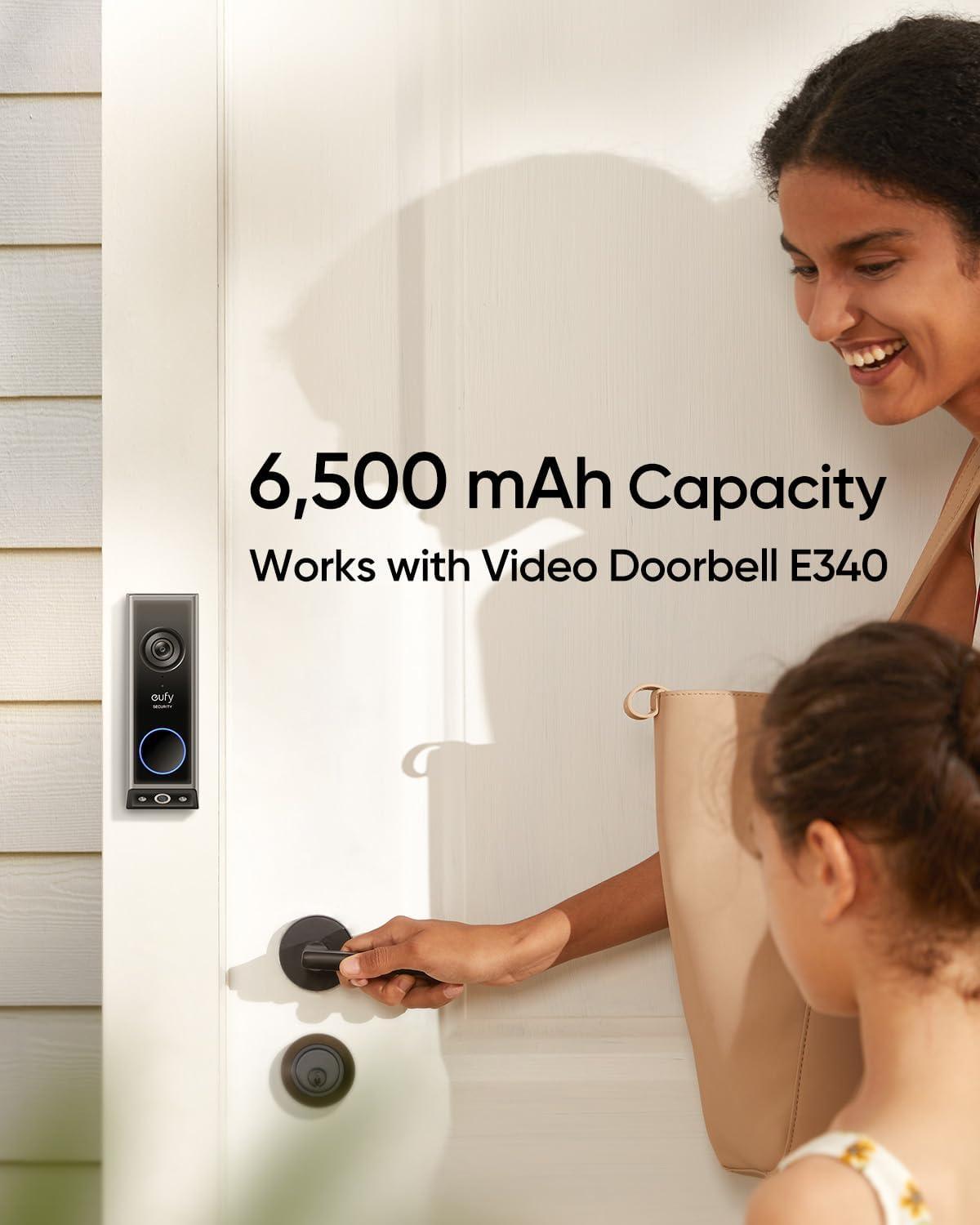 eufy Rechargeable Battery (Loose Pack) Quick-Release Battery Pack, Long-Lasting Backup Power, 6,500 mAh Capacity, Easy to Install and Remove, Compatible with eufy Video Doorbell E340