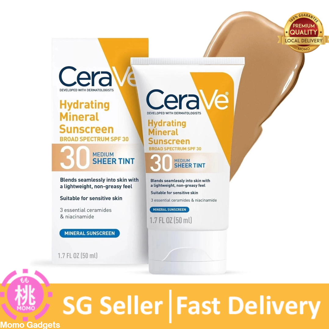CeraVe 100% Mineral Sunscreen SPF 30 or Sunscreen with Sheer tint | Face Sunscreen for Sensitive Skin