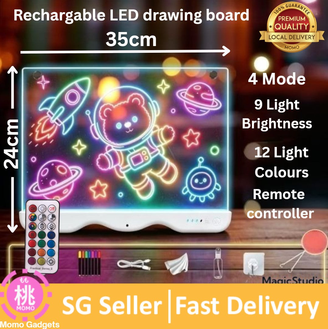 LED Note Board with Colors, 30 x 20 cm Light Up Acrylic Message Board, Illuminating LED Acrylic Message Board