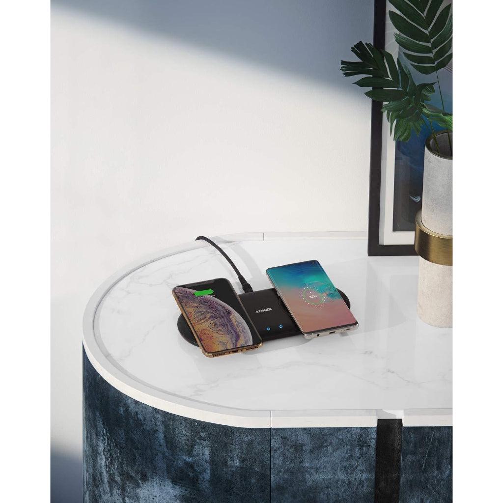 Anker PowerWave 10 Dual wireless charging Pad, Qi Certified 7.5W, DC Adapter Included - Momo Gadgets