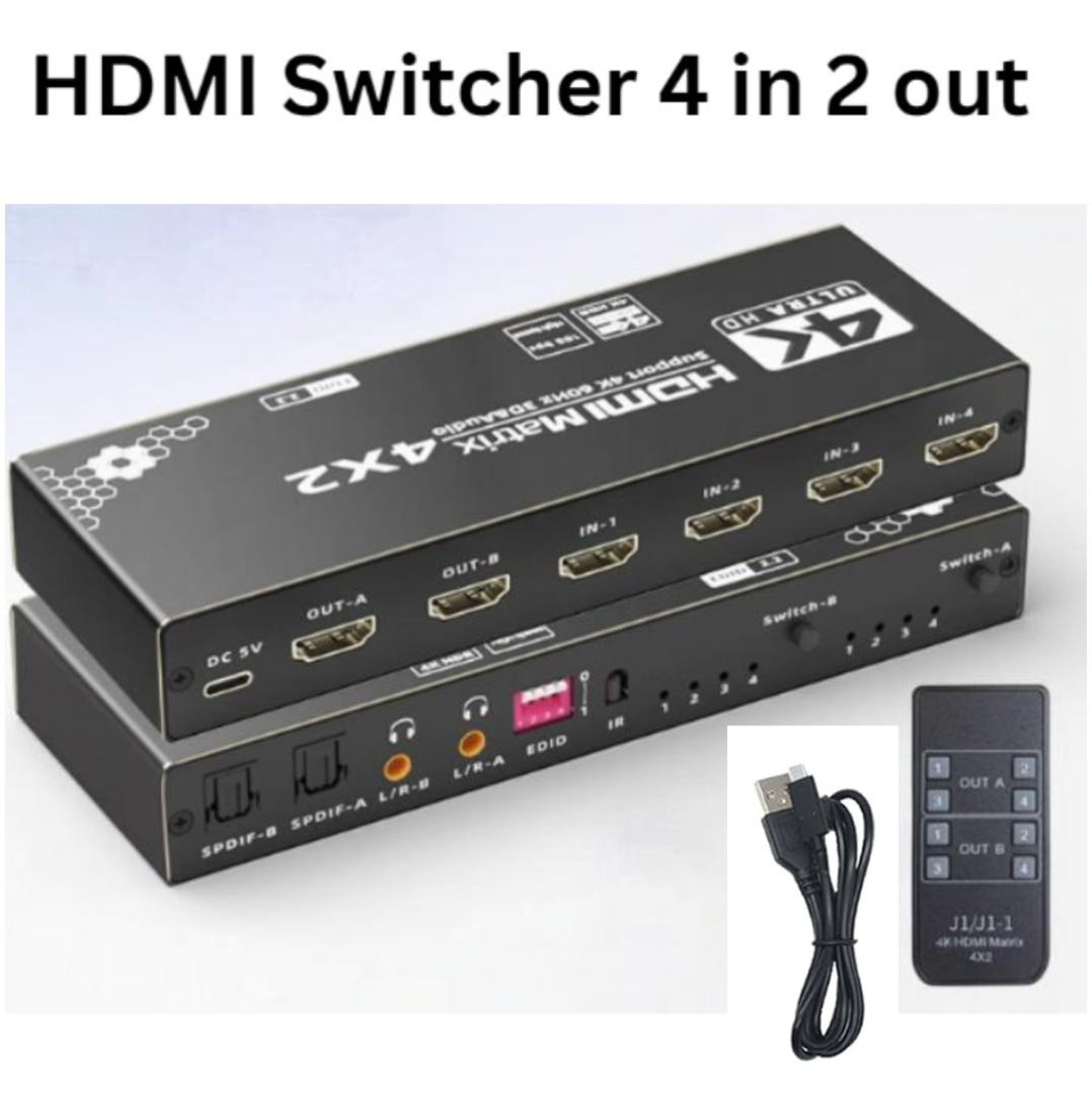 3-Port HDMI Switcher 4K 120Hz, HDMI 2.1 Switch 3 in 1 Out / 4 in 1 Out / 4 in 2 Out