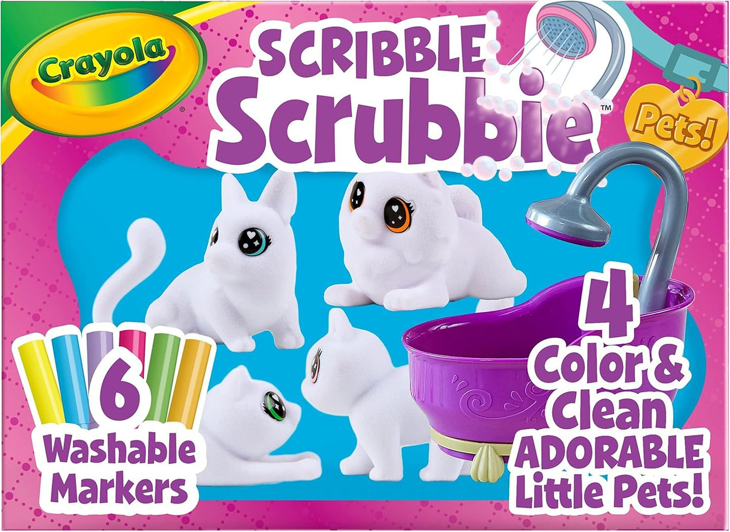 Crayola Scribble Scrubbie Peculiar Pets, Pet Care Toy, Includes Working Tub & Washable Markers