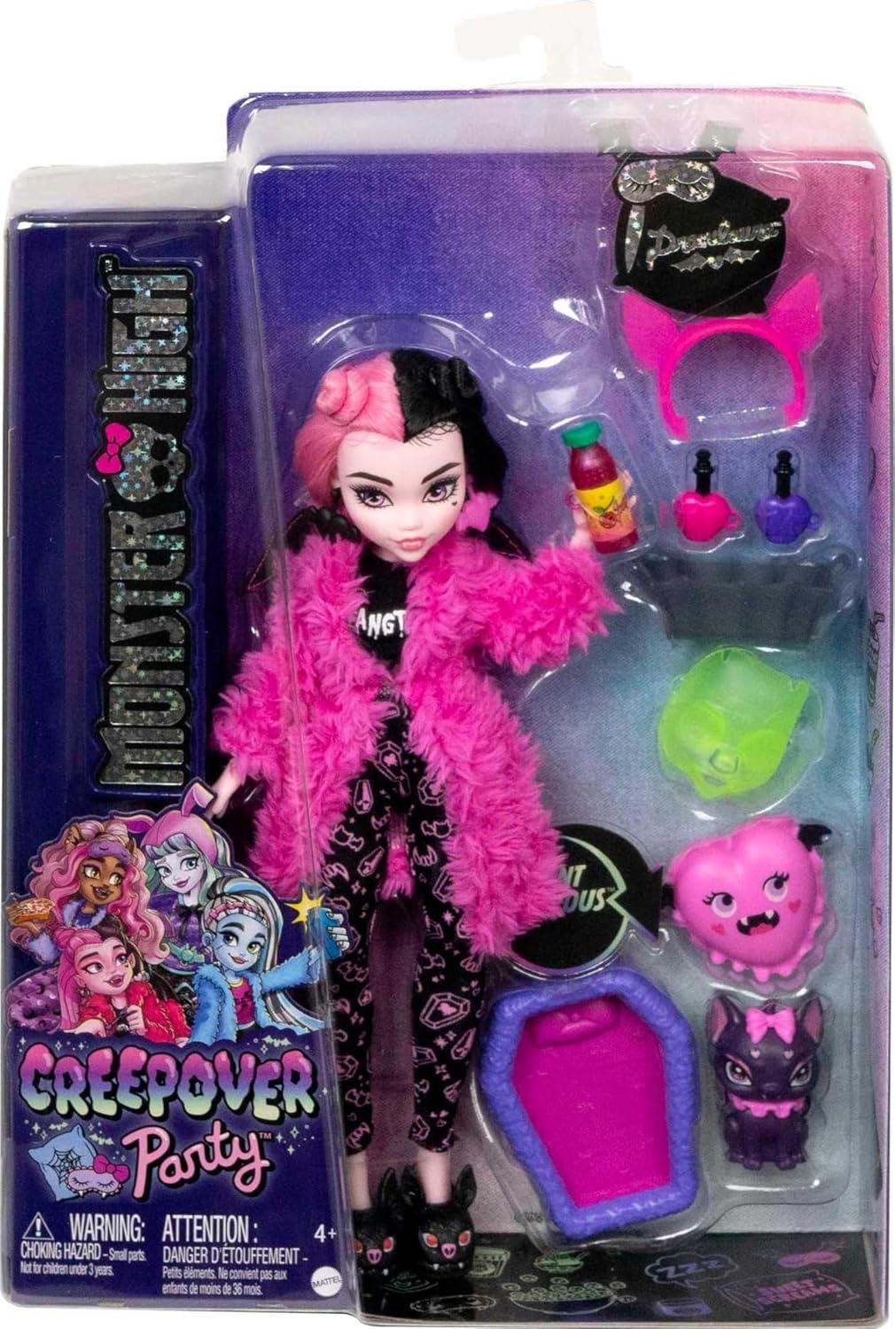 Monster High Creepover Party Doll, Twyla with Pet Bunny Dustin, Sleepover Clothes&Accessories like Hoodie, Book&Backpack