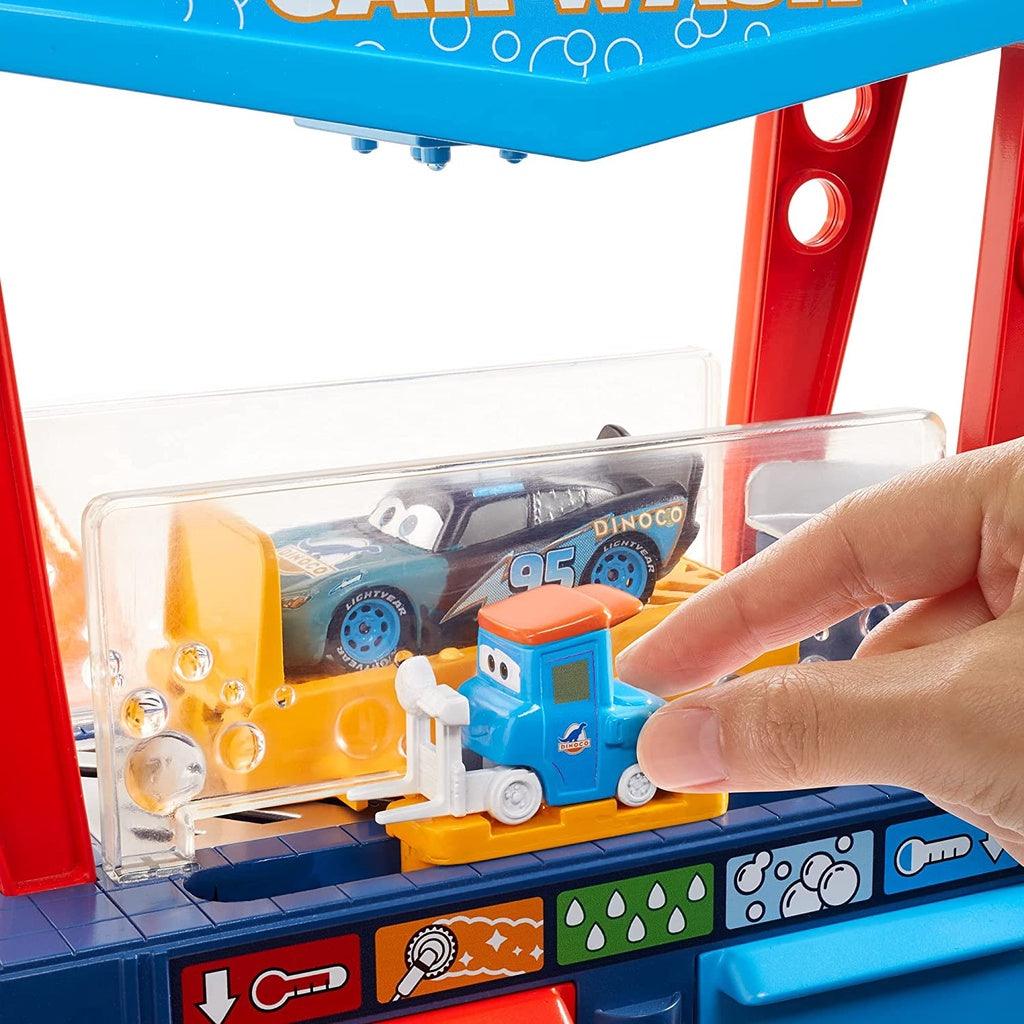 Disney Car Toys Dinoco Car Wash Playset with Pitty & Lightning Mcqueen Toy Cars, Water Play & Color Change - Momo Gadgets