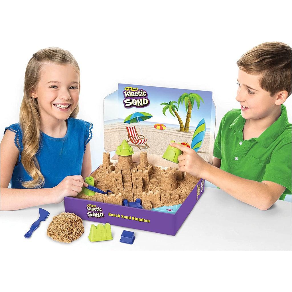 Kinetic Play Sand Beach Sand Kingdom Playset with 3lbs of Beach Sand, Includes Molds and Tools - Momo Gadgets