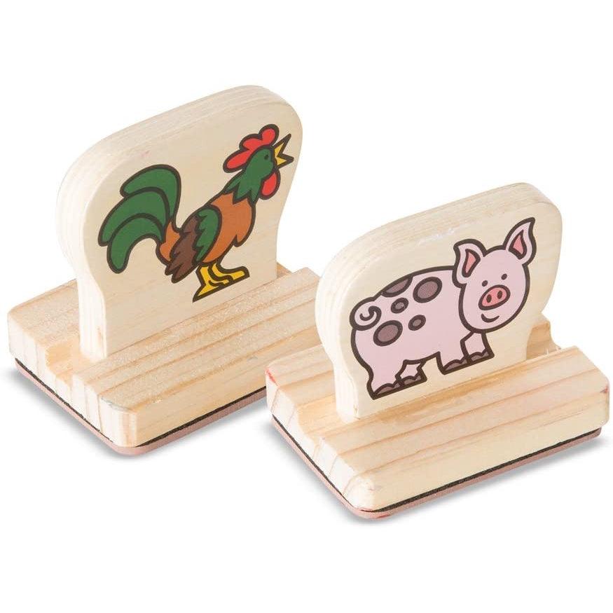 Melissa and Doug My First Wooden Stamp Set - Farm Animals, Stamps With Washable Ink, For Ages 4+ - Momo Gadgets