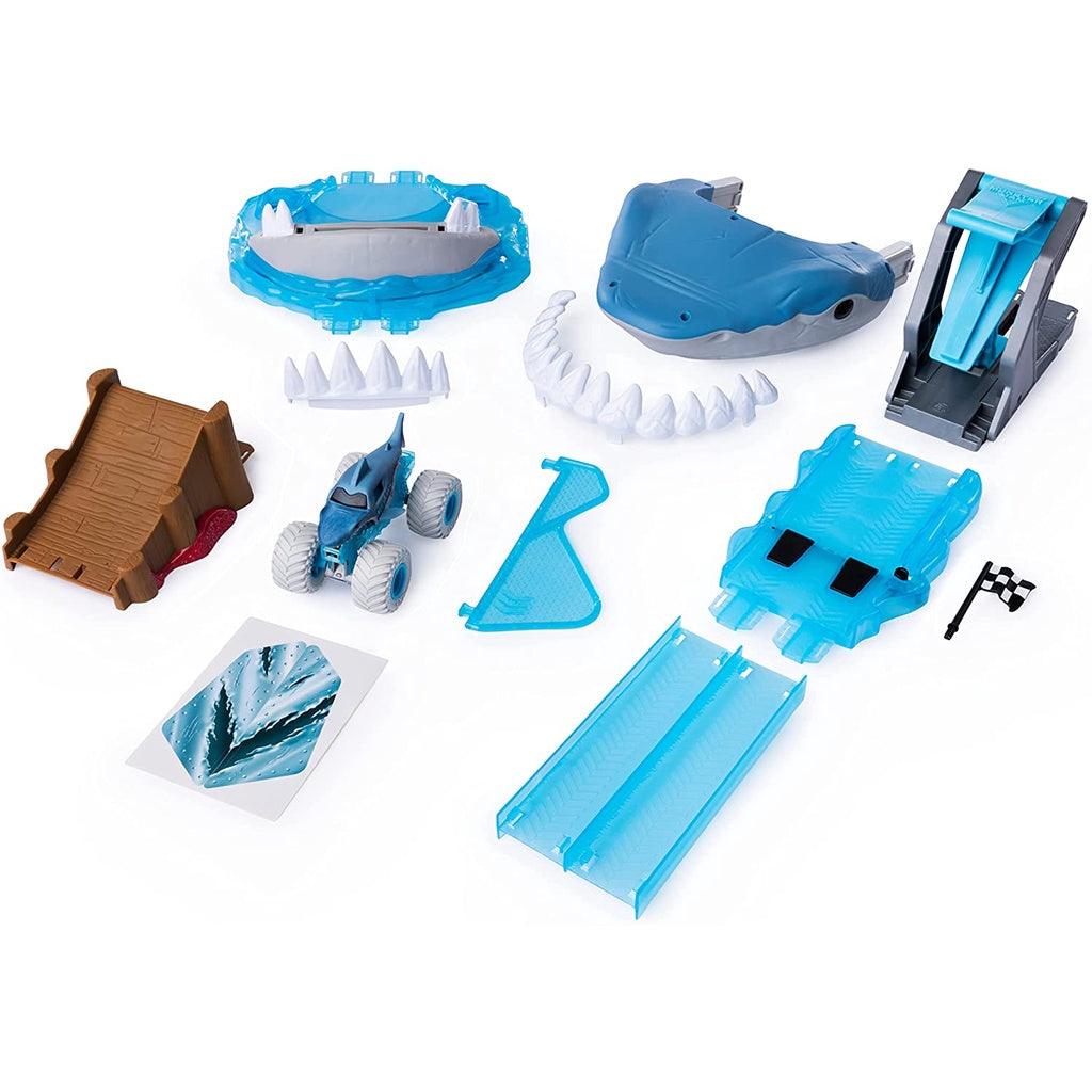 Monster Jam, Official Megalodon Mayhem Playset with Exclusive 1:64 Scale Megalodon Die-Cast Monster Truck - Momo Gadgets