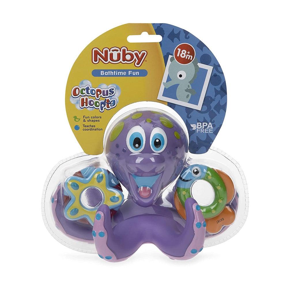 Nuby Floating Purple Octopus with 3 Hoopla Rings Interactive Bath Toy - Momo Gadgets