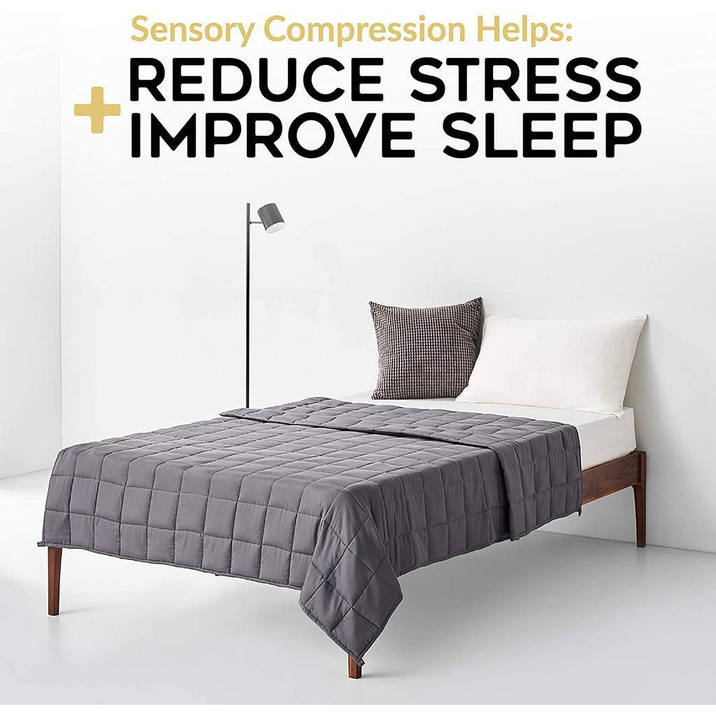 Premium Weighted Blanket -Heavy 100% Oeko-Tex Certified Cotton Material with Premium Glass Beads (Grey, 48''x72'' 20lbs) - Momo Gadgets