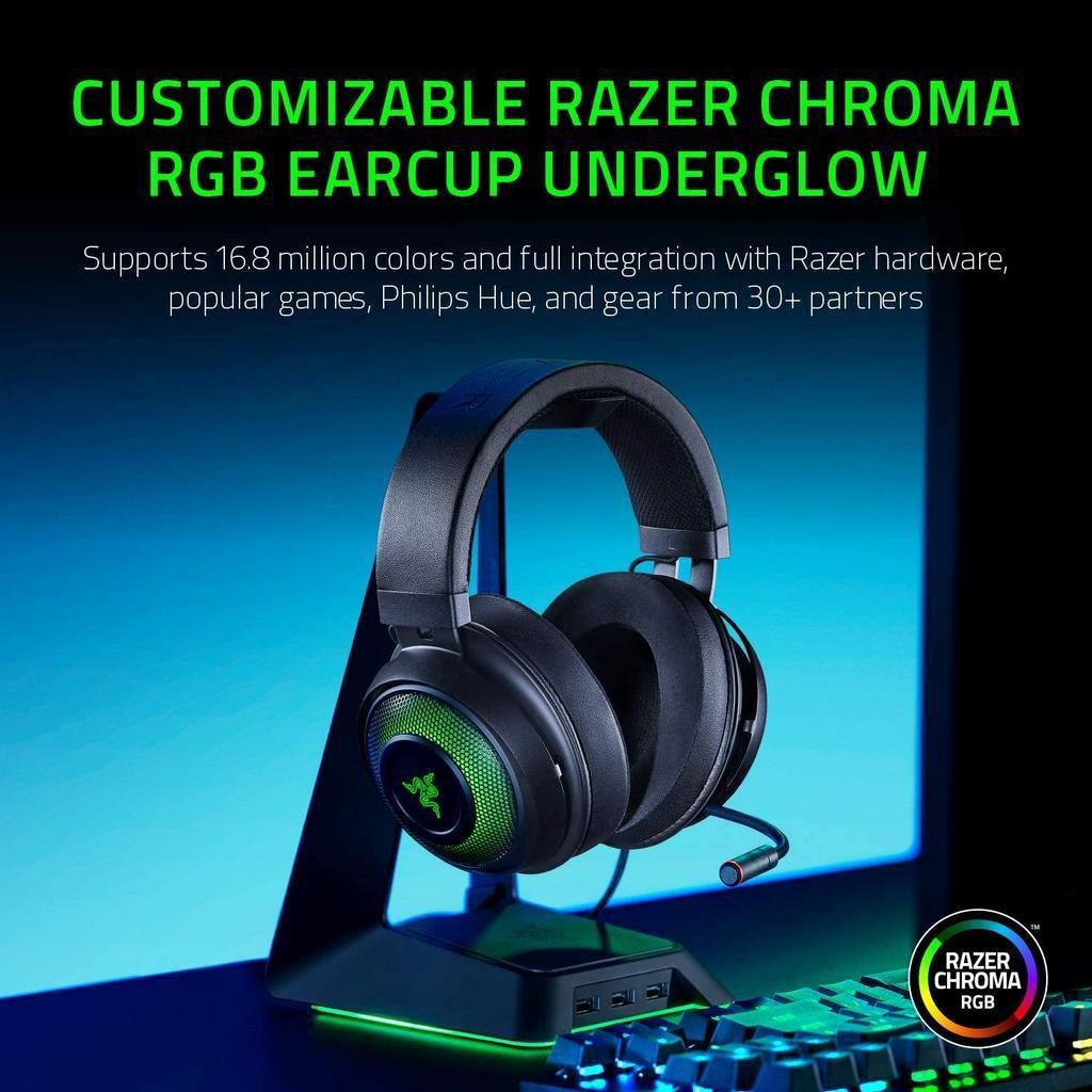 Razer Kraken Ultimate RGB USB Gaming Headset: THX 7.1 Spatial Surround Sound - Chroma RGB Lighting - for PC - Black - Momo Gadgets