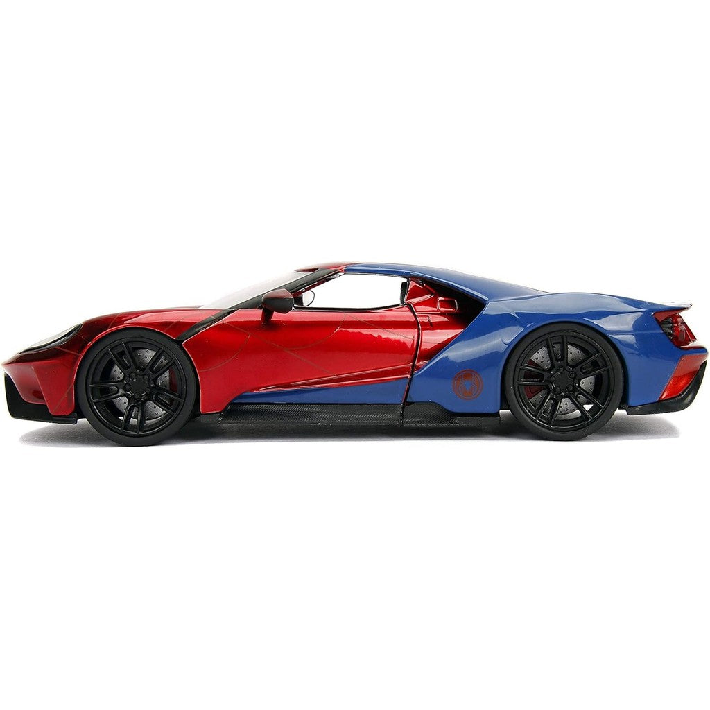Jada Toys Marvel 1:24 2017 Ford GT Die-cast Car with 2.75" Spider-Man Figure