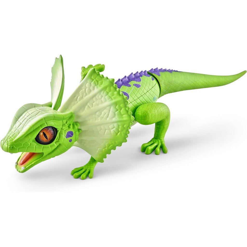 Robo Alive Frilled Neck Lizard Robotic Pet Figure Battery-Powered Robotic Light Up Interactive Electronic Reptile Toy