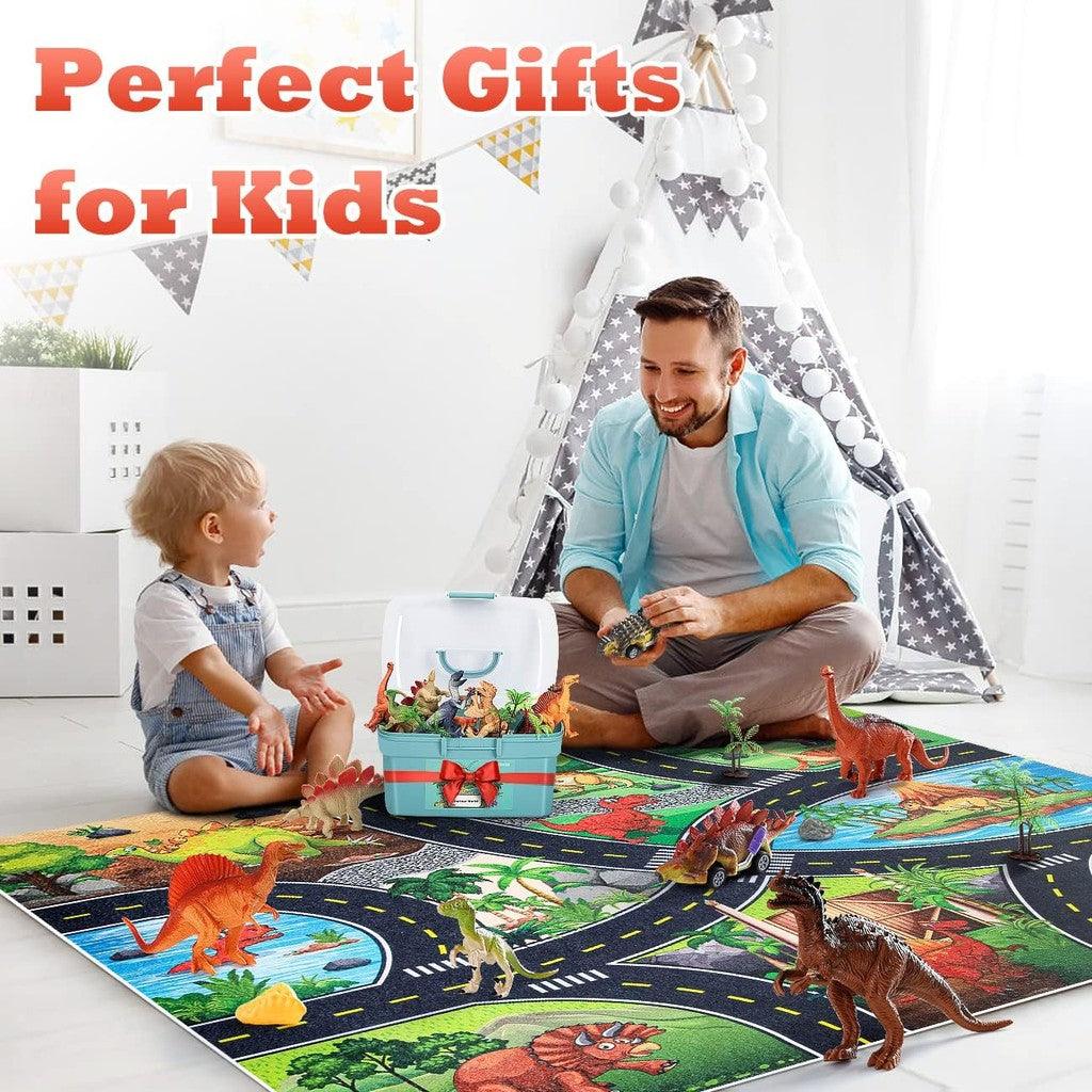Kiddiworld Dinosaur Toys for 3 4 5 Year Old Boys Gifts, Dinosaurs Toys for Kids 3-5-7, Dino Figures Activity Play Mat
