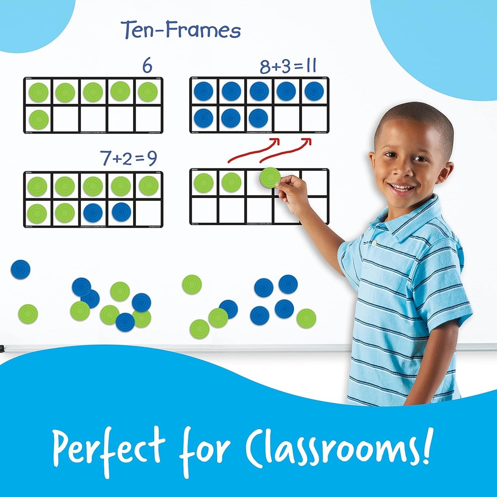 Learning Resources Giant Magnetic Ten Frame Set, Set of 4, Ages 5+, Classroom Math Set, Magnetic Whiteboard Set