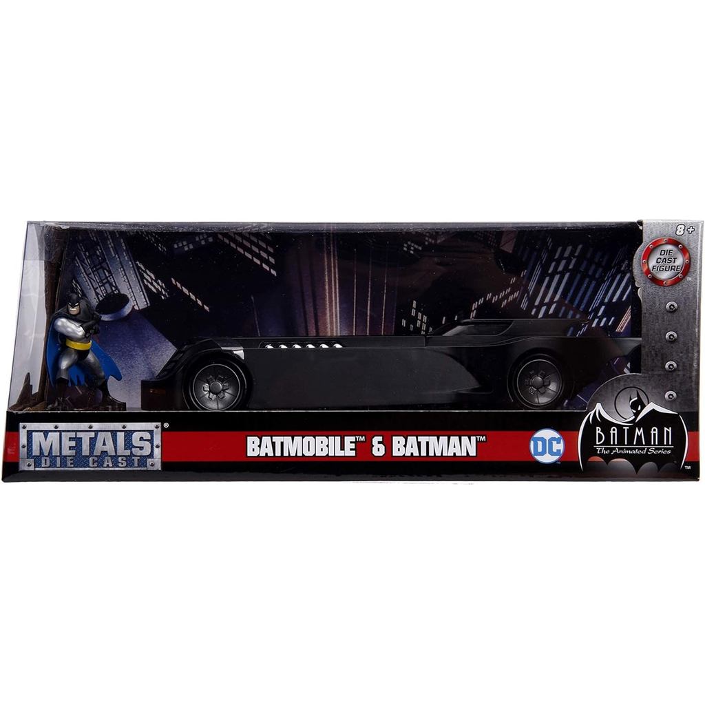 Jada Toys 1:24 Batman Animated Series Batmobile Die-cast Car with 2.75" Batman Figure, Toys for Kids and Adults