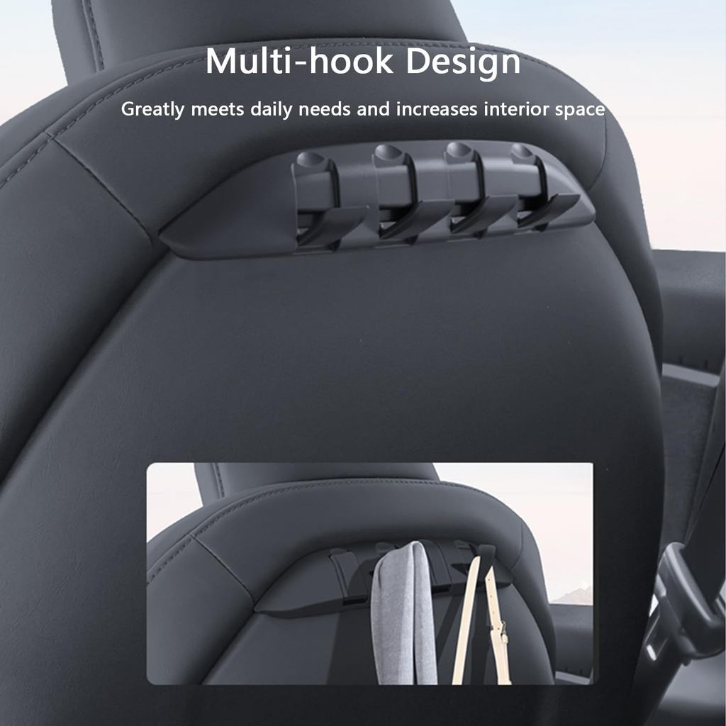 2 Pack Car Seat Back Hooks for Tesla Model Y/3/S/X Handbag Backpack Grocery Bag Hangers Car Hooks Headrest