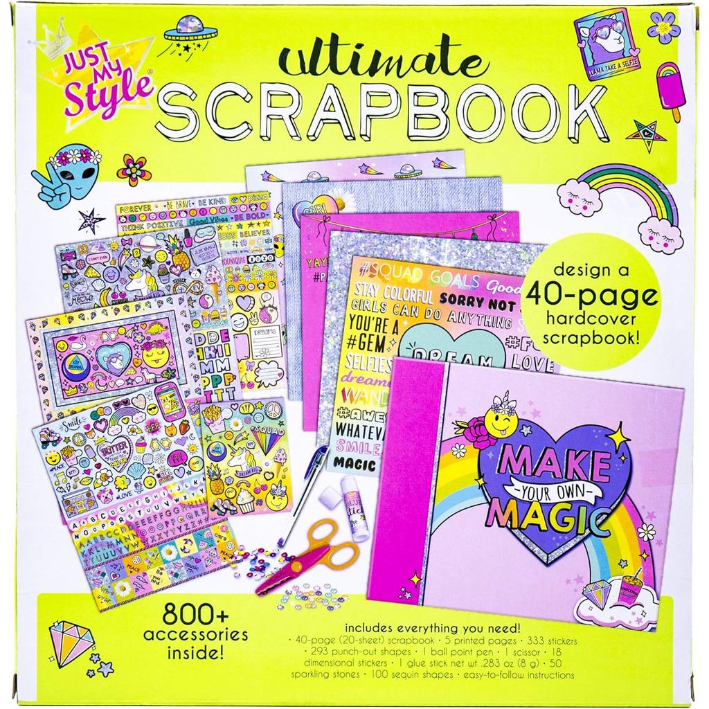 Just My Style Ultimate Scrapbook,Personalize and Decorate A 40-Page DIY Scrapbook,Great for Travel,Road Trips&On-The-Go