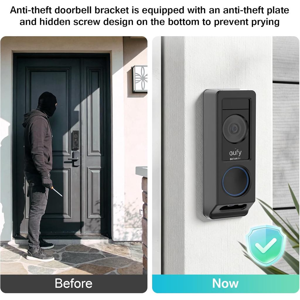Adhesive Doorbell Mount for Eufy E340 Camera, No-Drill Adjustable Wedge Bracket for Video Doorbell