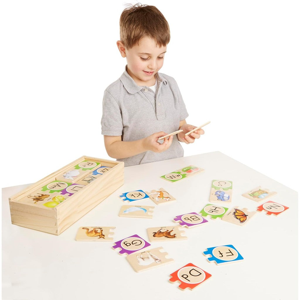 Melissa & Doug Self-Correct Counting Alphabet Wooden Puzzles With Storage Box (52 pcs)