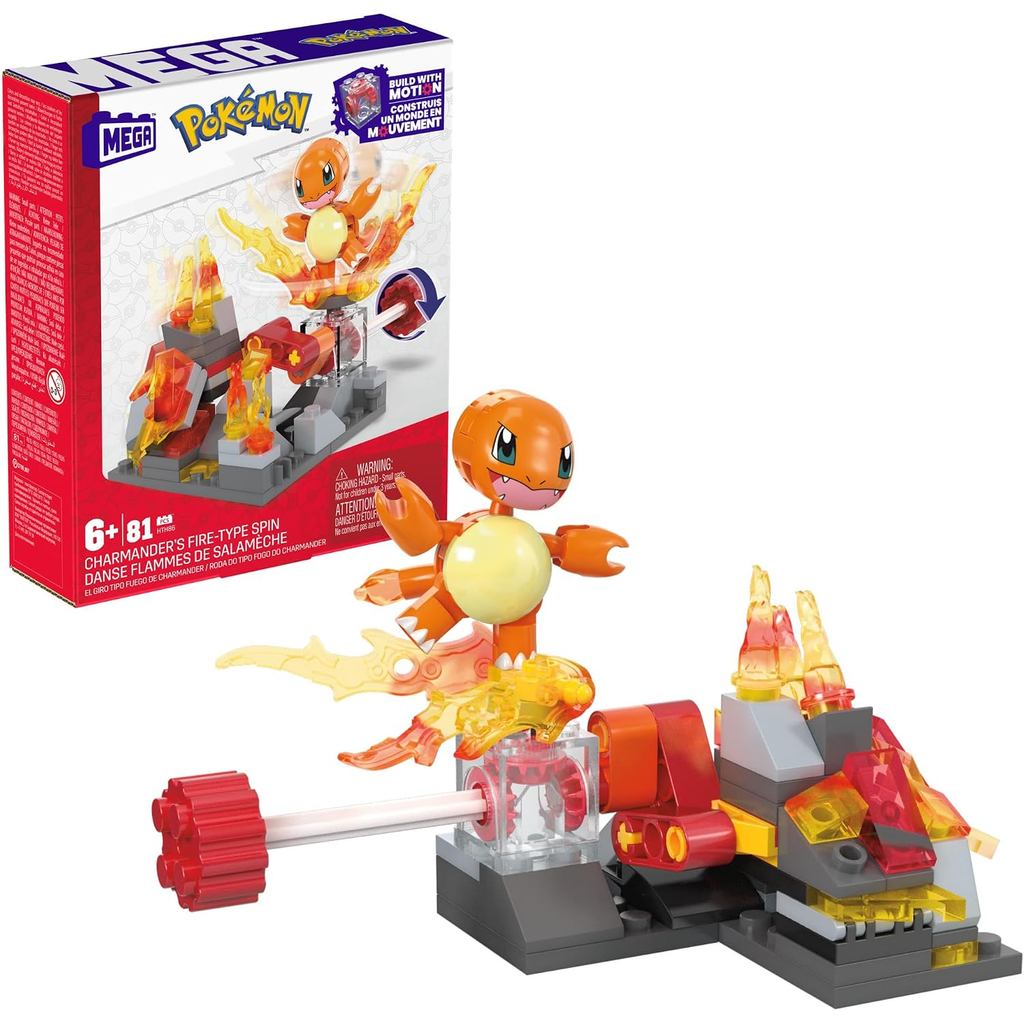 MEGA Pokémon Building Toys Set Charmander’s Fire-Type Spin with 81 Pieces / Pichus Forest Foraging Construction Set