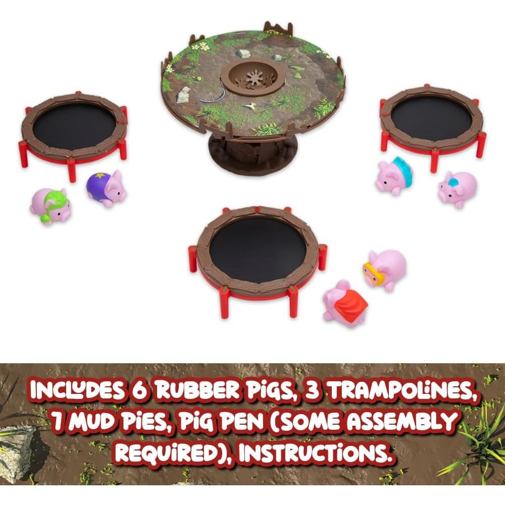 Pigs on Trampolines Board Games – Family Game, Kids Games, Multi-Player, Hand-Eye-Coordination Game, Ages 6+
