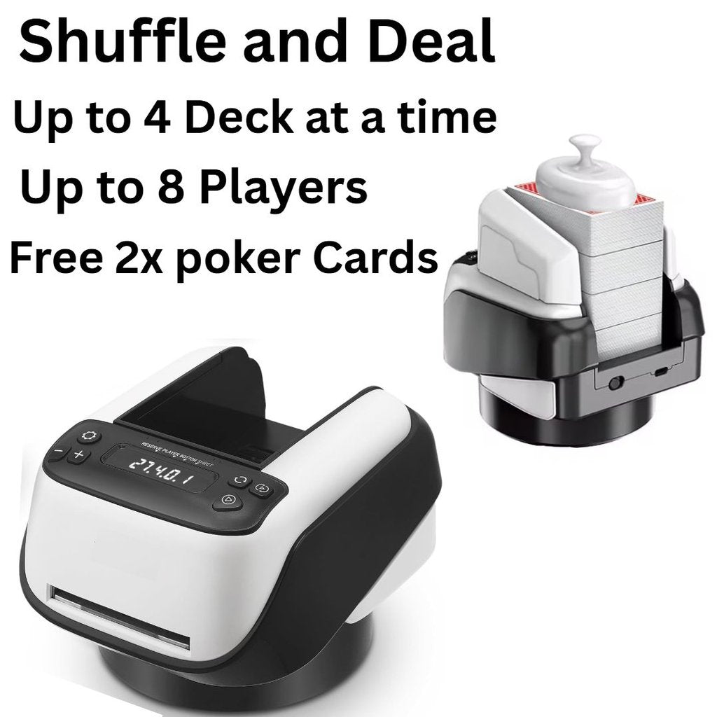 (SG) Auto Card Shuffler & Deal Machine | Texas Poker Automatic Card Dispenser for 8 Players Dealing Mahjong Uno