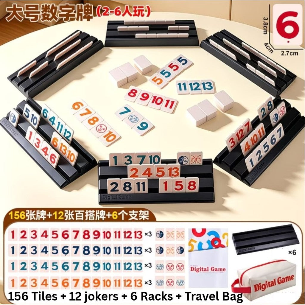 Large Numbers Rummy Traveling Portable Big Size 4 or 6 Racks Rummikub Tiles Israel Mahjong Board Game