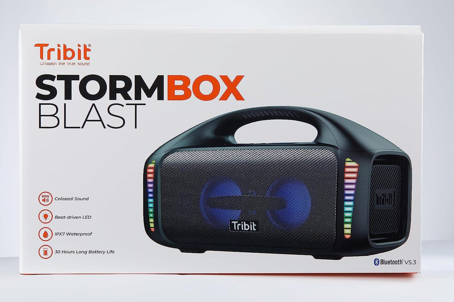 Tribit StormBox Blast Portable Speaker: 90W Loud Stereo Sound with XBass, IPX7 Waterproof Bluetooth Speaker with LED Light - Momo Gadgets