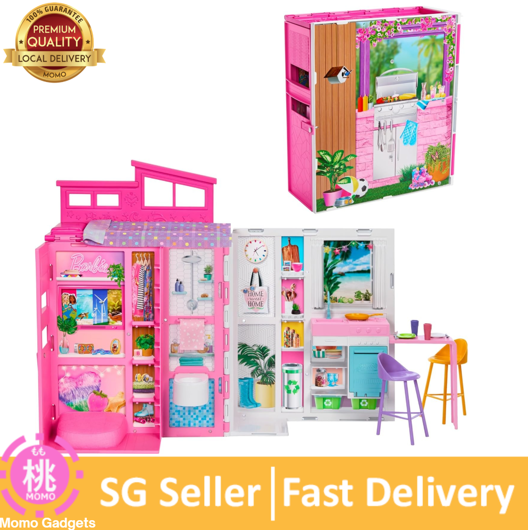 Barbie Dollhouse Playset, Getaway House with 11 Accessories Including 2 Chairs, 4 Play Areas & 360-degree Play