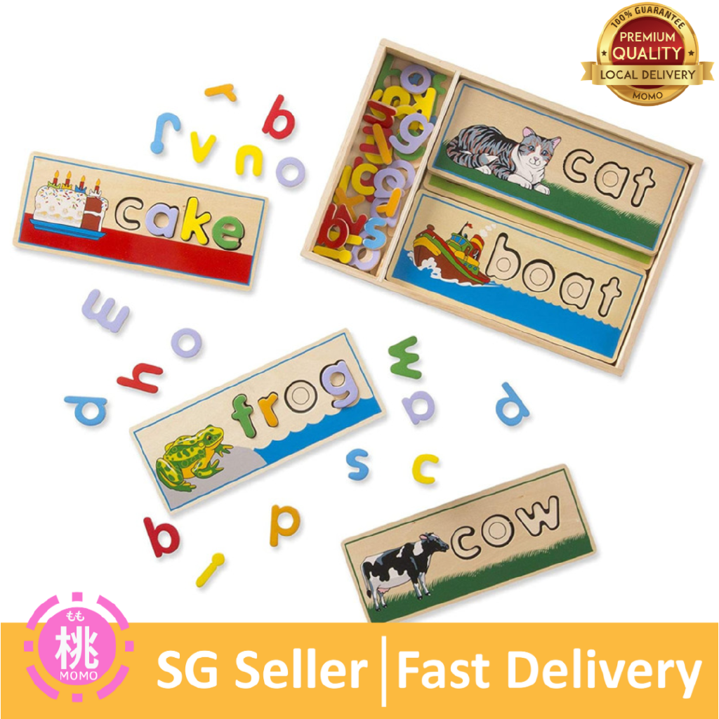 Melissa and Doug See & Spell Wooden Educational Toy With 8 Double-Sided Spelling Boards and 50+ Letters