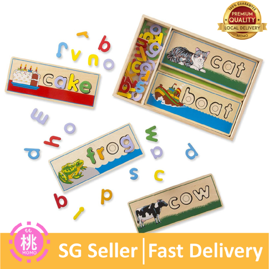 Melissa and Doug See & Spell Wooden Educational Toy With 8 Double-Sided Spelling Boards and 50+ Letters