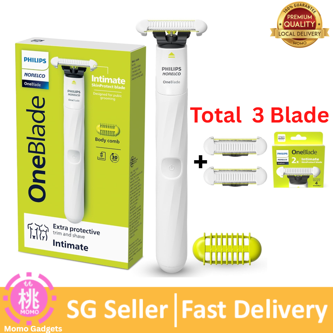 Philips Norelco OneBlade Intimate, Designed for Pubic Grooming, Trim & Shave with Extra Skin Protection, Waterproof