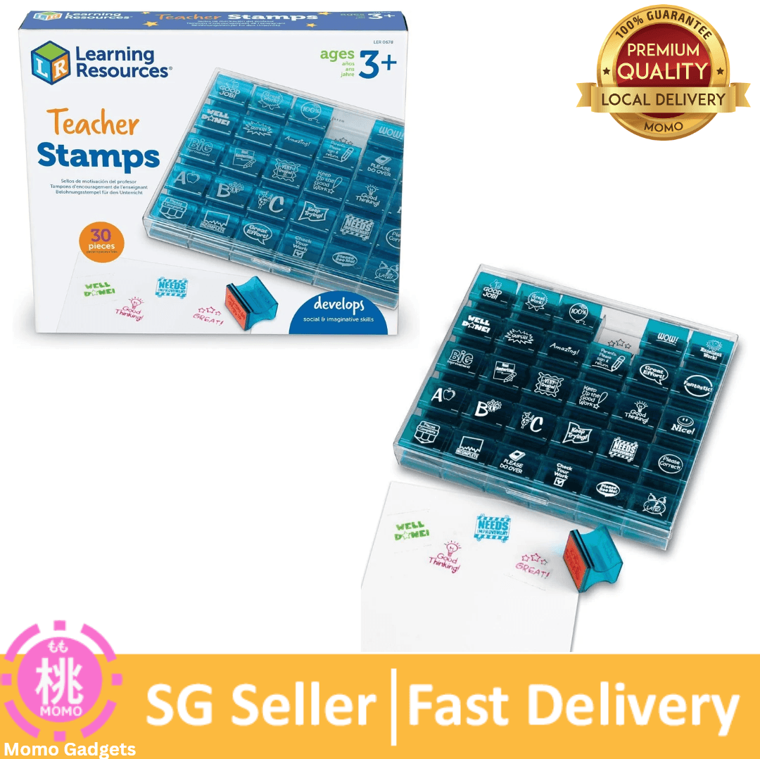 Learning Resources Jumbo Illustrated Teacher Stamps, Set of 30, Ages 3+, Messages Stamps for Homework School Classroom