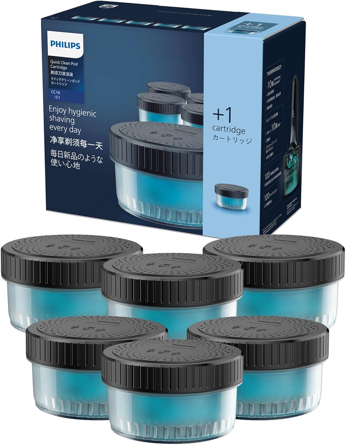 Philips Quick Clean Pod Cartridge / Cleaning Solution Shaver For S5000, S7000, S9000, Quick Clean Pod, Cartridge, Lemon Scent, 160ml
