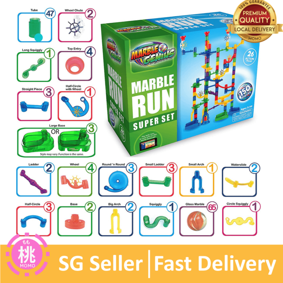 Marble Genius Glow Marble Run Set + Free Instruction App & Full Color Instruction Manual