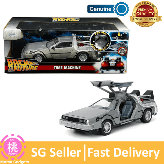 Back to The Future 1:24 Time Machine Die-cast Car Light Up Feature or 1:32 Die-cast metal Toys for Kids and Adults